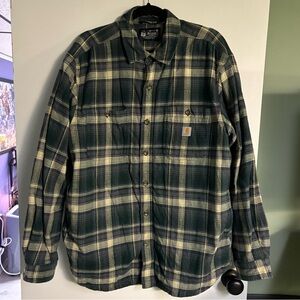 Carhartt Men's Plaid Shirt Jacket in Green and Cream